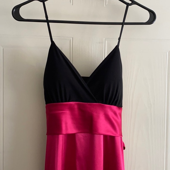 Pink and Black Satin Formal Prom Dress - Picture 2 of 7